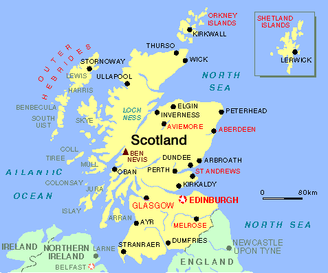 Karta över Skottland