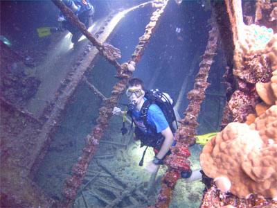 Me inside a wreck in the Red Sea